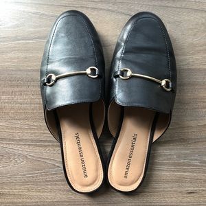 Black Loafers with gold detail